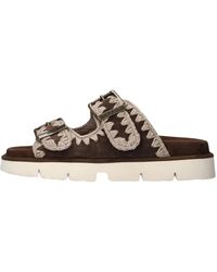 Mou - Schoenen ,Bruin ,Suède Bio Sandaal Twee Gespen - Lyst