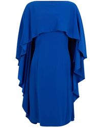 Alberta Ferretti - Kleedjes ,Blauw ,Elegante Jurk Met Boot Hals - Lyst
