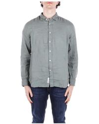 Woolrich - Grünes Button-Up-Hemd Aus Leinen Mit Knopfleiste - Lyst
