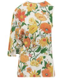Stella McCartney - Overhemden ,Veelkleurig ,Lady Garden-Print Top Met Één Schouder - Lyst