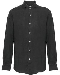 Canali - Camicia in lino made in italy - Lyst