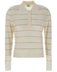 Eleventy - Truien & Vesten ,Wit ,Wol Polo Met 4 Knopen - Lyst