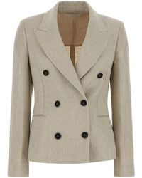 Brunello Cucinelli - Melange Sand Linnenmix Blazer - Lyst