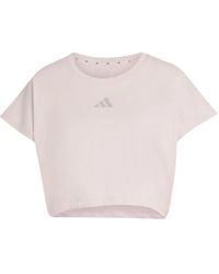 adidas - Fitness ,Roze ,Katoen Prime Lift Workout Cropped Boxy 3-Stripes Tanktop - Lyst