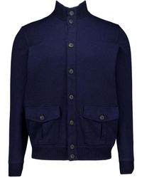 Gran Sasso - Truien & Vesten ,Blauw ,Katoen Pocket Gebreid Bomberjack - Lyst