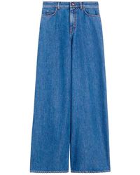 Max Mara - Jeans ,Blauw ,Katoen Rechte Jeans Met Wijde Pijpen - Lyst