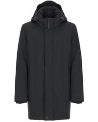 Peuterey - Jassen ,Zwart ,Zwarte Tech Parka Met Capuchon - Lyst