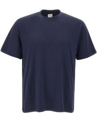 Eleventy - Tops ,Blauw ,Katoen T-Shirt Met Ronde Hals - Lyst