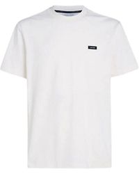 Calvin Klein - Weißes Logo-Patch T-Shirt - Lyst