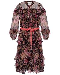 Zimmermann Floral-printed Silk Dress - Zwart