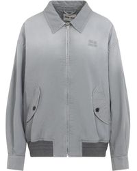 Miu Miu - Jassen ,Blauw ,Katoen Old Twill Blouson Jacket - Lyst