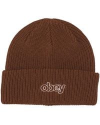 Obey - Throwback Beanie Sepia Hat - Lyst