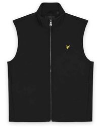 Lyle & Scott - Jassen ,Zwart ,Polyester Mesh Back Softshell Funnel Neck Gilet - Lyst
