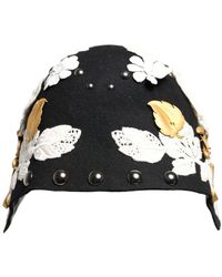 Dolce & Gabbana - Schwarzer Blumen Blatt Cloche Hut - Lyst