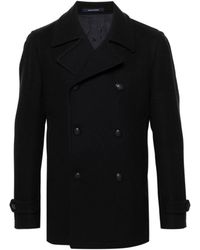 Tagliatore - Jassen ,Blauw ,Wol Blauwe Wollenmix Double-Breasted Jas - Lyst