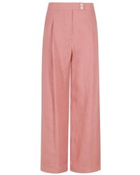 Eleventy - Broeken ,Rood ,Linnen Pantalone A Vita Alta - Lyst