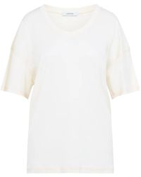 Lemaire - Weißes geripptes baumwoll-t-shirt - Lyst