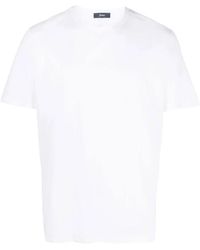 Herno - Tops ,Wit ,Katoen T-Shirt Met Ronde Hals - Lyst