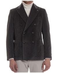 Tagliatore - Jassen ,Grijs ,Katoen Montecarlo Double-Breasted Jas - Lyst
