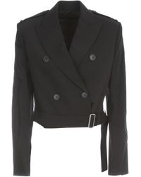 Helmut Lang Wool Cropped Jacket - Zwart