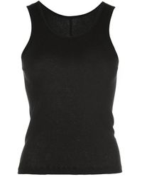 Wardrobe NYC - Tops ,Zwart ,Katoen Zwarte Katoenen Geribbelde Tanktop - Lyst