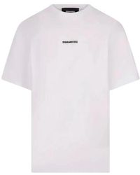 DSquared² - Tops ,Wit ,Katoen Wit Katoenen T-Shirt - Lyst