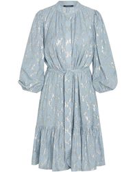 Bruuns Bazaar - Vestido azul con estampado metálico y mangas abullonadas - Lyst