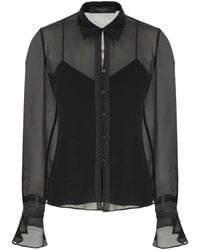 Gucci - Leren Zijden Georgette Blouse - Lyst