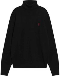 Ami Paris - Truien & Vesten ,Zwart ,Wol Ami De Coeur Coltrui - Lyst