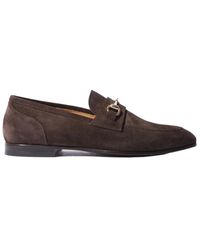 SCAROSSO - Dunkelbraune Wildleder Horsebit Loafers - Lyst