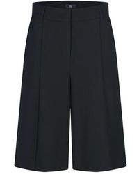 Riani - Korte Broeken ,Zwart ,Leer Bermuda Shorts Met Plooien - Lyst
