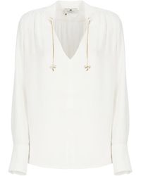 Elisabetta Franchi - Overhemden ,Georgette Blouse Met Lange Mouwen - Lyst