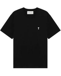 Ami Paris - Quota T-Shirt Met Contrasterend Logo - Lyst