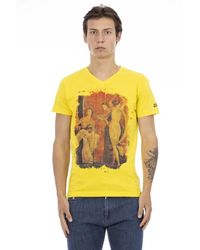 Trussardi - Kurzarm v-ausschnitt t-shirt - frontdruck - Lyst