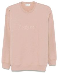 Saint Laurent - Rosa sweatshirt mit besticktem logo - Lyst