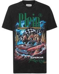 Philipp Plein - Tops ,Zwart ,Katoen T-Shirt Ronde Hals Racing - Lyst
