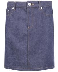 A.P.C. - Rokken ,Blauw ,Katoen Standaard Rok - Lyst