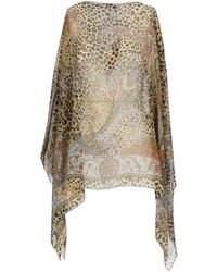 Etro - Jassen ,Bruin ,Zijden Poncho Top Met Paisley- En Diermotief - Lyst