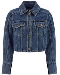 Balmain - Jassen ,Blauw ,Denim Cropped Denim Jack Met Faded Effect - Lyst
