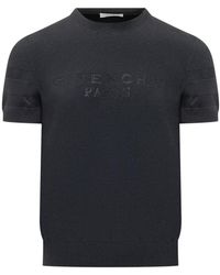 Givenchy - Truien & Vesten ,Blauw ,Katoen Mesh Panel Short-Sleeve Sweater - Lyst