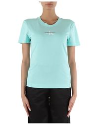 Calvin Klein - Camiseta slim fit de algodón con bordado de logo - Lyst