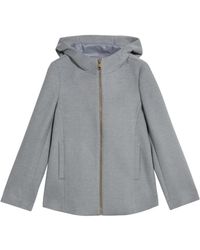 Oltre - Korte Jas Met Capuchon En Rits - Lyst