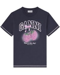 Ganni - Tops ,Blauw ,Katoen T-Shirts - Lyst