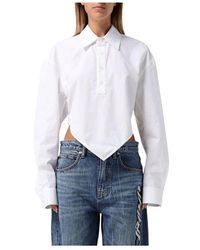 Alexander Wang - Weiße Popeline Bluse Asymmetrischer Saum - Lyst