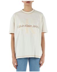 Calvin Klein - T-shirt oversize in cotone con ricamo logo - Lyst