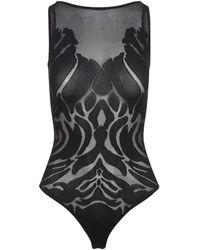 Wolford - Tops ,Zwart ,Wol Rose Shadow Mouwloze Body - Lyst