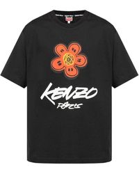 KENZO - Tops ,Zwart ,Katoen T-Shirt Met Bedrukt Logo - Lyst