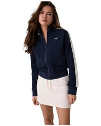 Guess - Hoodies & Sweatvesten ,Blauw ,Phoebe Full Zip High Neck - Lyst