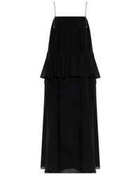 Chloé - Kleedjes ,Zwart ,Silk Dress - Lyst