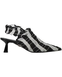 AMY CROOKES - Schoenen ,Zwart ,Leer Fabric Mules - Lyst